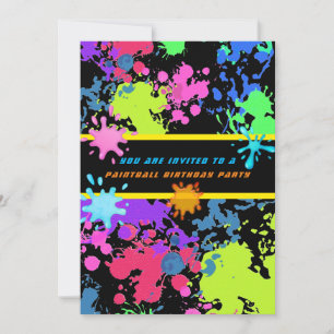 Neon Paint Spritzer Paintball Einladung