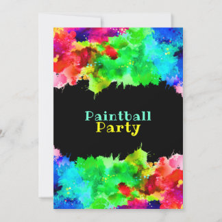 Neon Paint Spritzer, Paintball Party Einladung