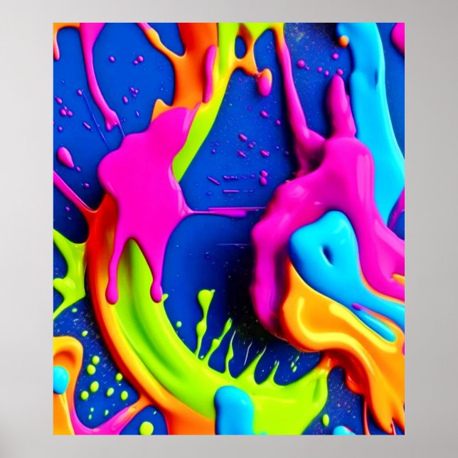 Neon Paint Tropfen Art Poster (Vorne)