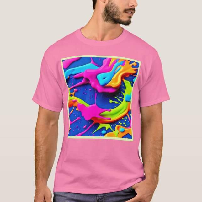 Neon Paint Tropfen Art T-Shirt (Vorderseite)