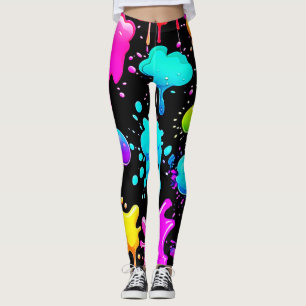Neon Paint Tropfens Design Leggings