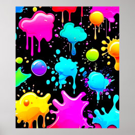 Neon Paint Tropfens Design Poster
