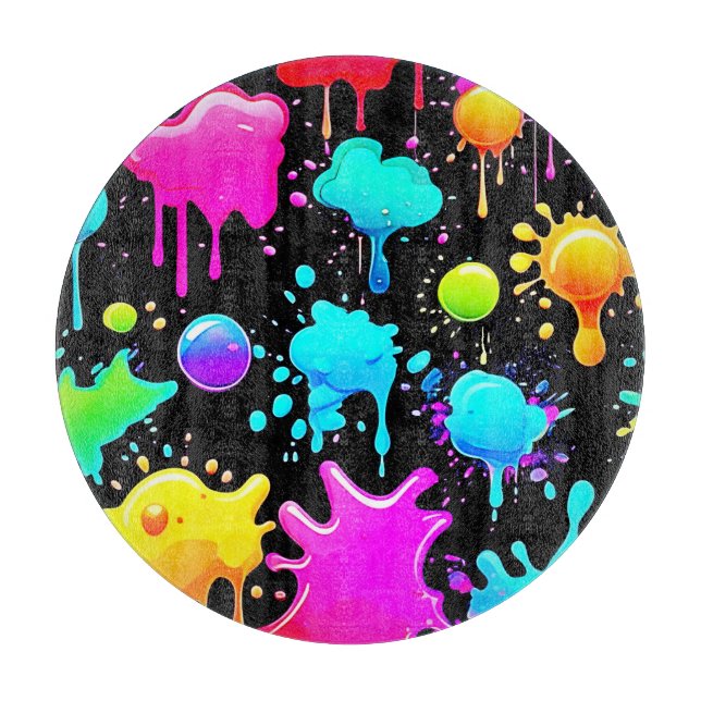 Neon Paint Tropfens Design Schneidebrett (Vorderseite)