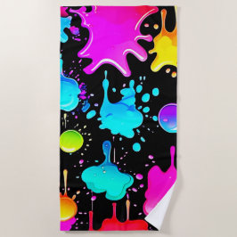 Neon Paint Tropfens Design Strandtuch
