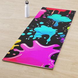 Neon Paint Tropfens Design Yogamatte