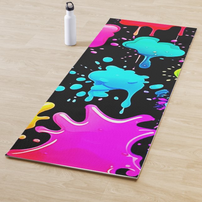 Neon Paint Tropfens Design Yogamatte (Beispiel)