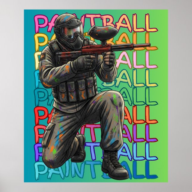 Neon-Paintball-Krieger  Poster (Vorne)