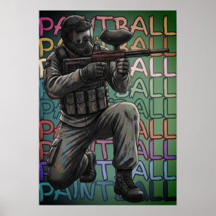 Neon Paintball Krieger Poster