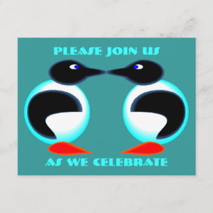 NEON PAIR PENGUINS JAHRESPARTY EINLADUNG