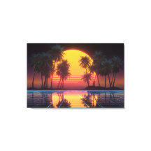Neon Palm Gitter Sonnenuntergang