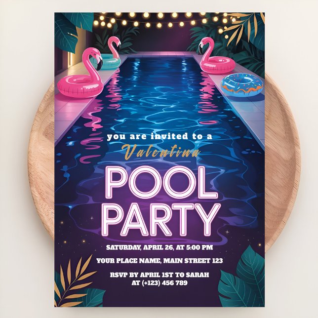 Neon Palm Springs Pool Party Birthday Einladung (Von Creator hochgeladen)