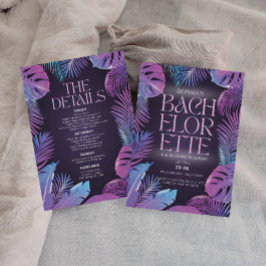 Neon Palm Tropical Junggeselinnen-Abschied Einladung