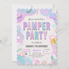 Neon Pamper Wellness-Center Party Geburtstag Einladung