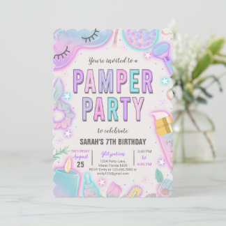 Neon Pamper Wellness-Center Party Geburtstag Einladung