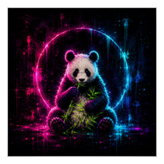 Neon-Panda-Bär Poster
