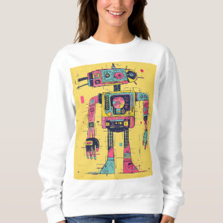 Neon Panelbot - Pop-Tech Robot Illustration Sweats Sweatshirt