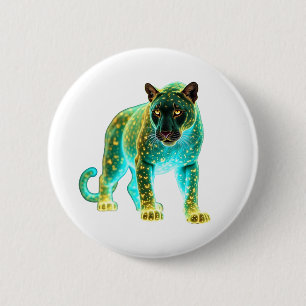Neon Panther: Kosmisches Glühen Wildlife Art Button