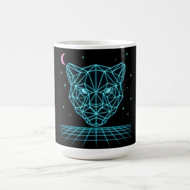 Neon Panther - Synthwave Dark Electric Kaffeetasse (Mittel)