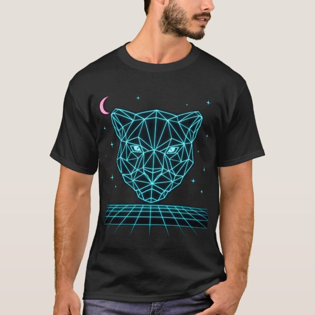 Neon Panther - Synthwave Dark Electric Tee (Vorderseite)
