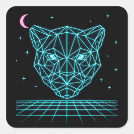 Neon Panther - Synthwave Dunkle Elektrik Quadratischer Aufkleber