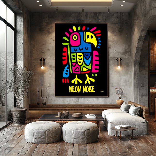 Neon Parrot Kunst - Pop Tropischer Vogel Design Poster (Von Creator hochgeladen)