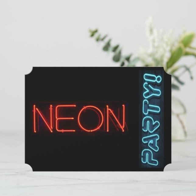 Neon Party Einladung (Stehend Vorderseite)