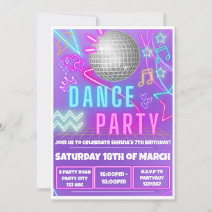 Neon-Party-Einladungen Einladung