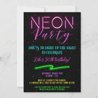 Neon-Party-Einladungen, Neon-Einladungen Einladung