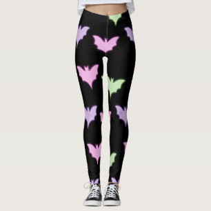 Neon Pastel Bat Nahtloses Muster - gotische Leggin Leggings
