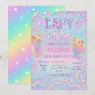 Neon Pastel Capybara Geburtstagsparty Einladung