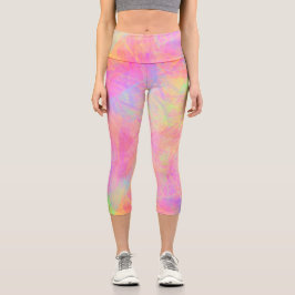 Neon Pastel Mehrfarbig Brushed Paint Gefärbte Kraw Capri Leggings