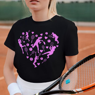 Neon Pastelrosa Tennisliebhaber Herz Grafik T-Shirt