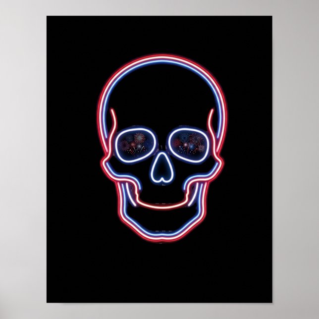 Neon-Patriotenschädel Poster (Vorne)