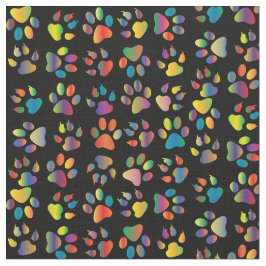 Neon Paw Print auf Schwarz Stoff