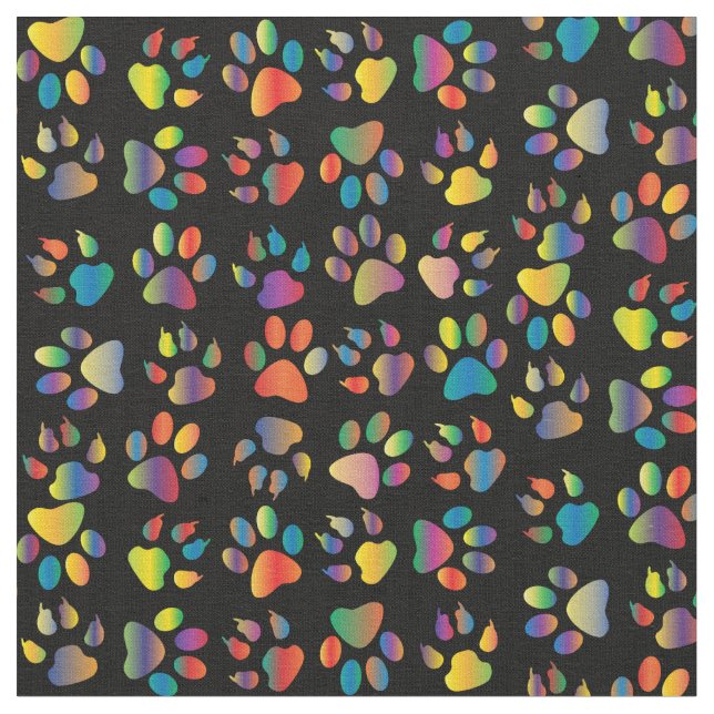 Neon Paw Print auf Schwarz Stoff (Nahaufnahme)