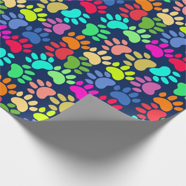 Neon Paw Print Wrapping Paper Geschenkpapier (Ecke)