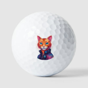 "Neon Paws: The Ginger, Blue-Mit Augen Cyberpunk C Golfball