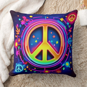 Neon Peace Symbol Art Kissen