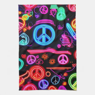 Neon Peace Symbolmuster Geschirrtuch
