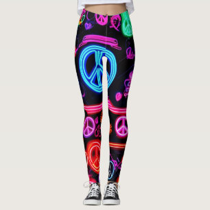 Neon Peace Symbolmuster Leggings