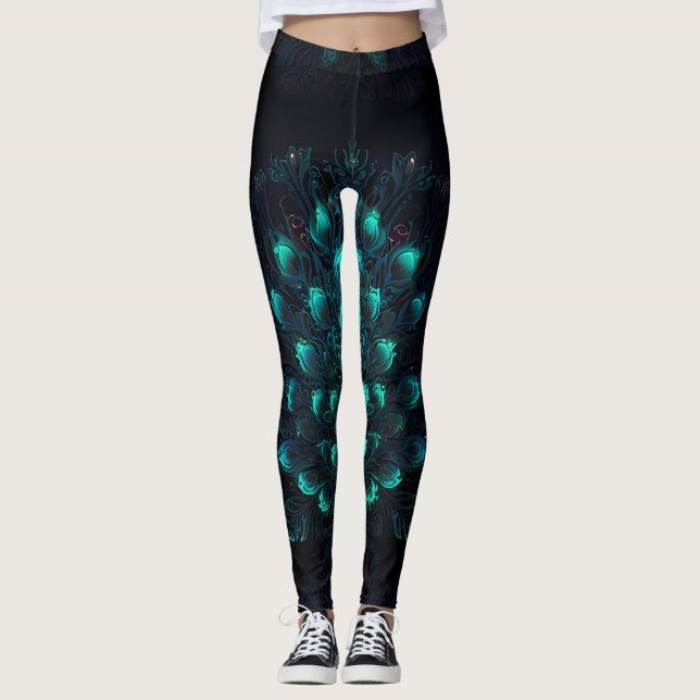 Neon Peacock Elegance Leggings (Vorderseite)