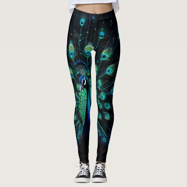 Neon Peacock Elegance Leggings (Vorderseite)