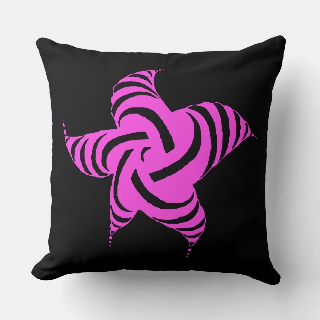 Neon Pentaspiral Magenta Zebra Vortex Kissen (Vorderseite)