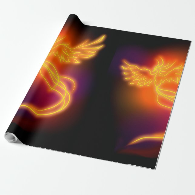 Neon Phoenix Geschenkpapier (Ungerollt)