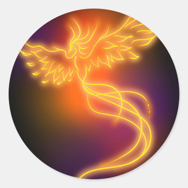 Neon Phoenix Runder Aufkleber (Vorderseite)