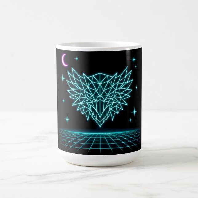 Neon Phoenix Synthwave - Retro Feuer erhebt sich Kaffeetasse (Mittel)