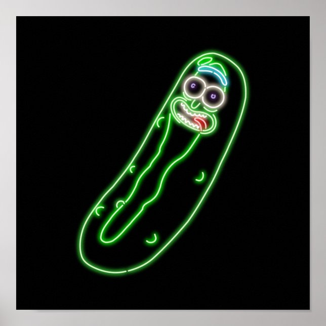 Neon Pickle Rick Black Poster (Vorne)
