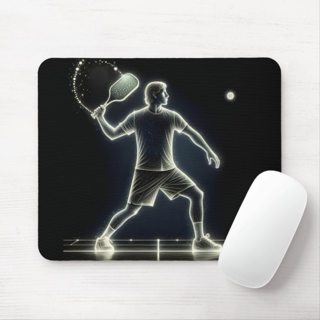 Neon Pickleball Player mit Paddel Mousepad (Mit Mouse)