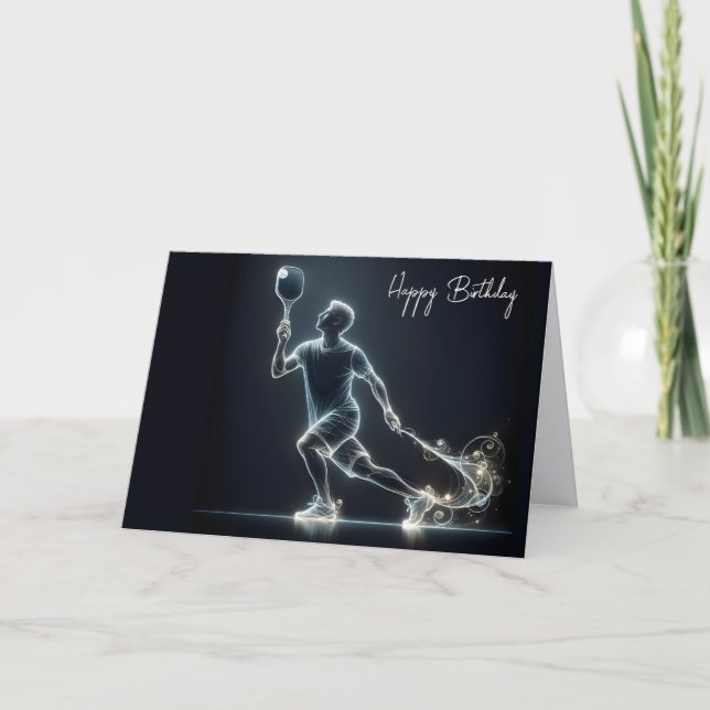 Neon Pickleball Player zum Geburtstag Karte (Vorderseite)