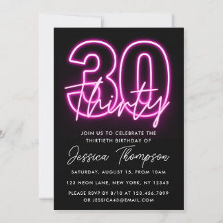 Neon Pink 30. Geburtstag Einladung